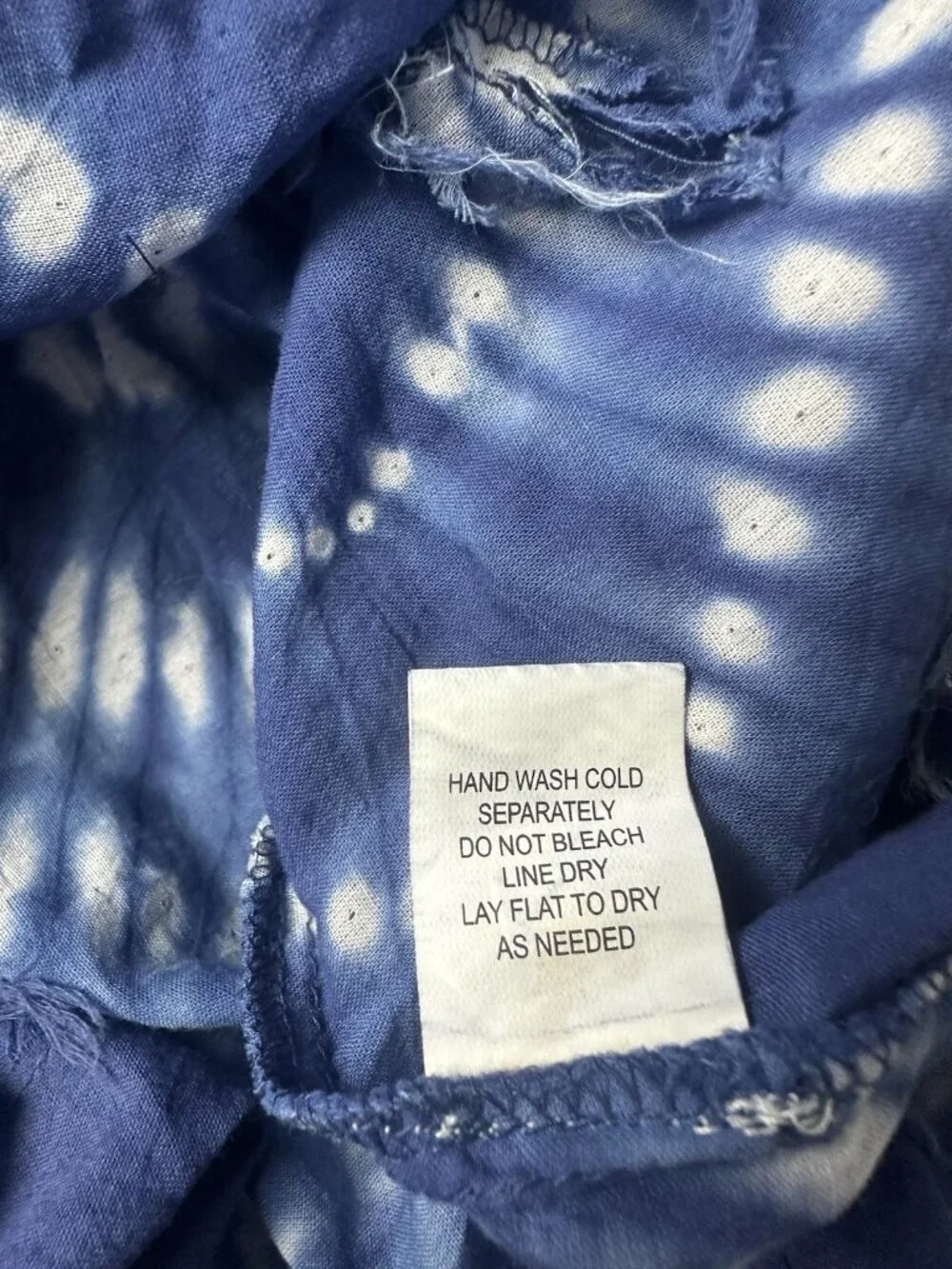 Blue Island Tie Dye Halter Dress Cover Up L Large Cotton Smocked High Low Boho